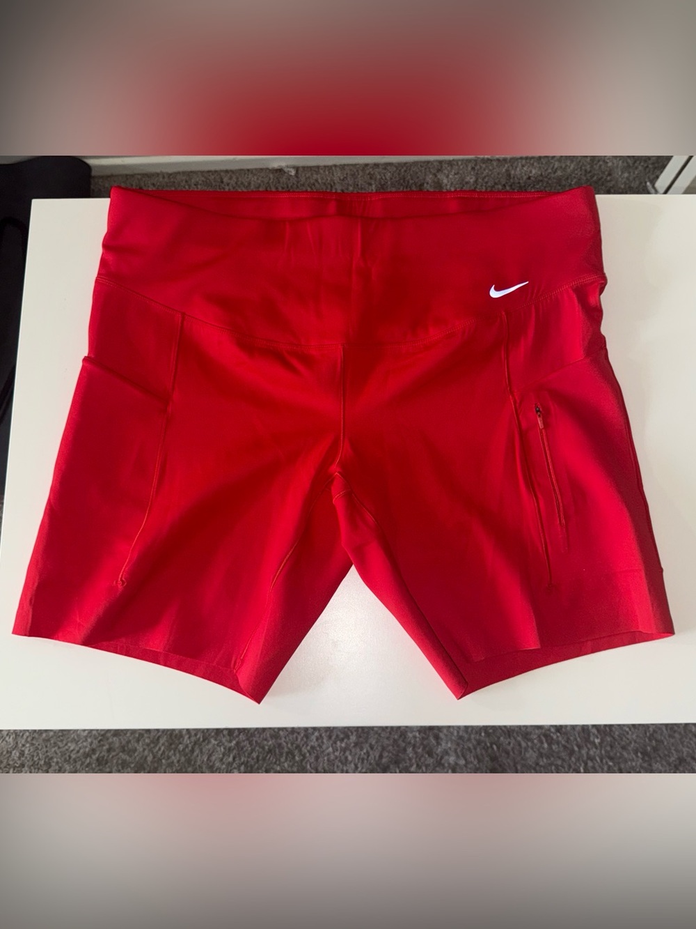 Nike Red Performance Running Shorts with Zip Pocket